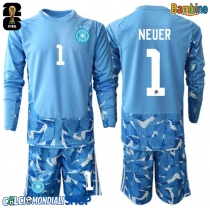 Maglie da calcio Germania Manuel Neuer #1 Portiere Seconda Maglia Bambino Mondiali 2026  Manica Lunga + Pantaloni corti)